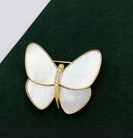 Брошка, брошь перламутровая "Бабочка". БелыйЦвет-синий. Символ стабильности и духовного начала.