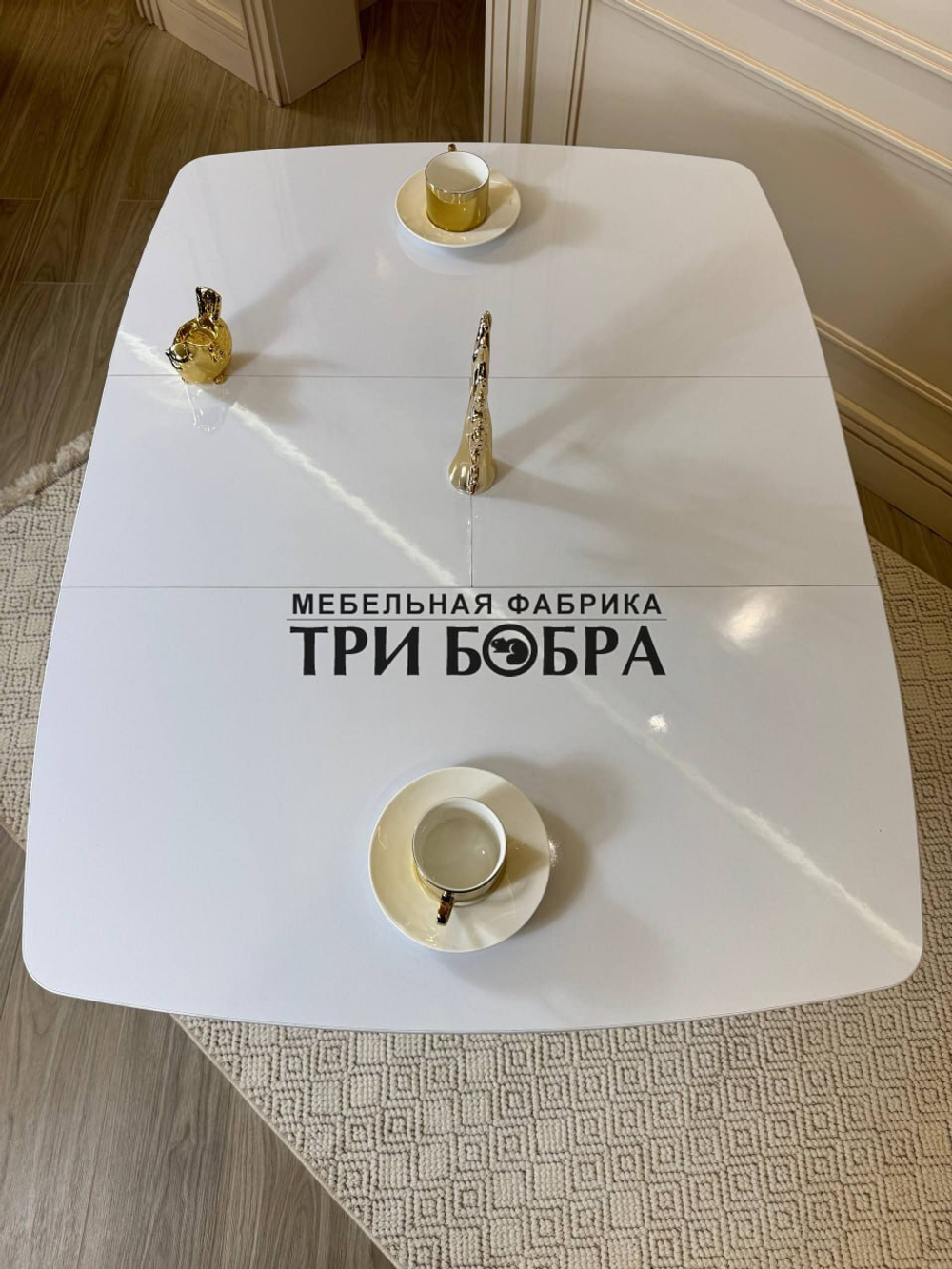 Кухонный раздвижной стол "Румба", белый глянец