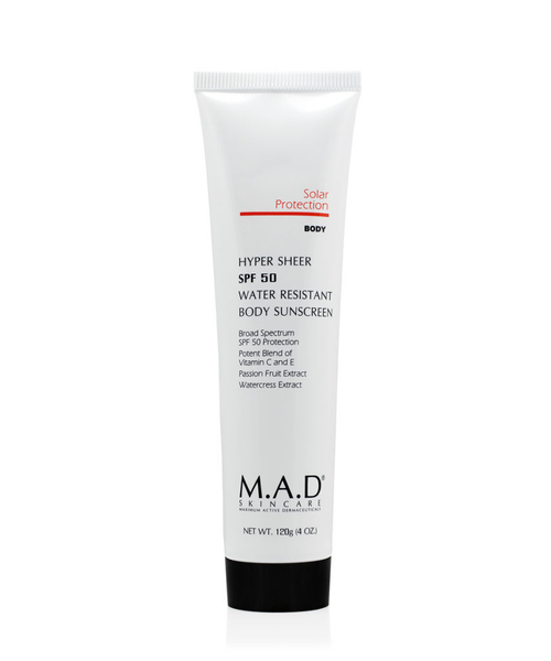 M.A.D. Hyper Sheer Spf 50 Water Resistant Body Sunscreen | Лосьон Для Тела Водоотталкивающий Защитный Spf 50, 120 гр