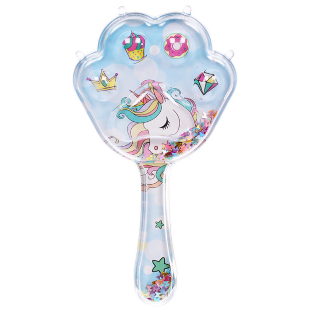 Расческа массажная детская «ФРАТТИ БУМ», единорожек Марли, форма лапка, 16*8см (блистер Ультрамарин)