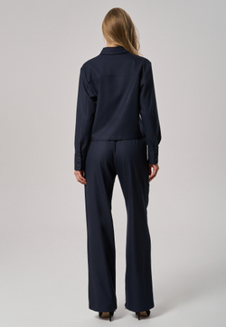 Брюки с поясом на резинке синие