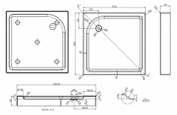 Поддон акриловый Azzario GREENWOOD 100x100x15 P110 R/L  схема