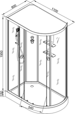 Душевая кабина EM1511LN с гидромассажем