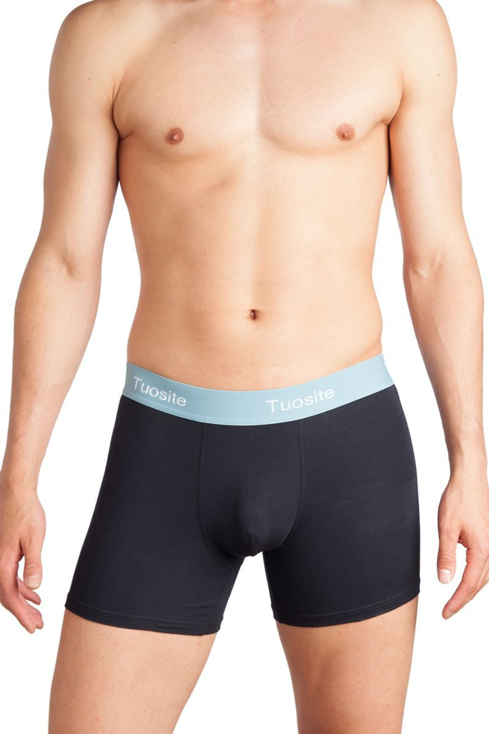 Черные трусы-боксеры с цветной резинкой (Размер: L) (Цвет: зеленый)