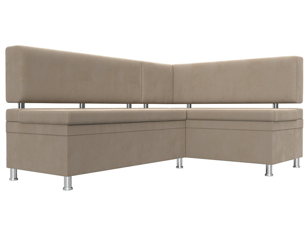 Диван кухонный угловой Стайл правый угол, Бежевый, Велюр, 111658