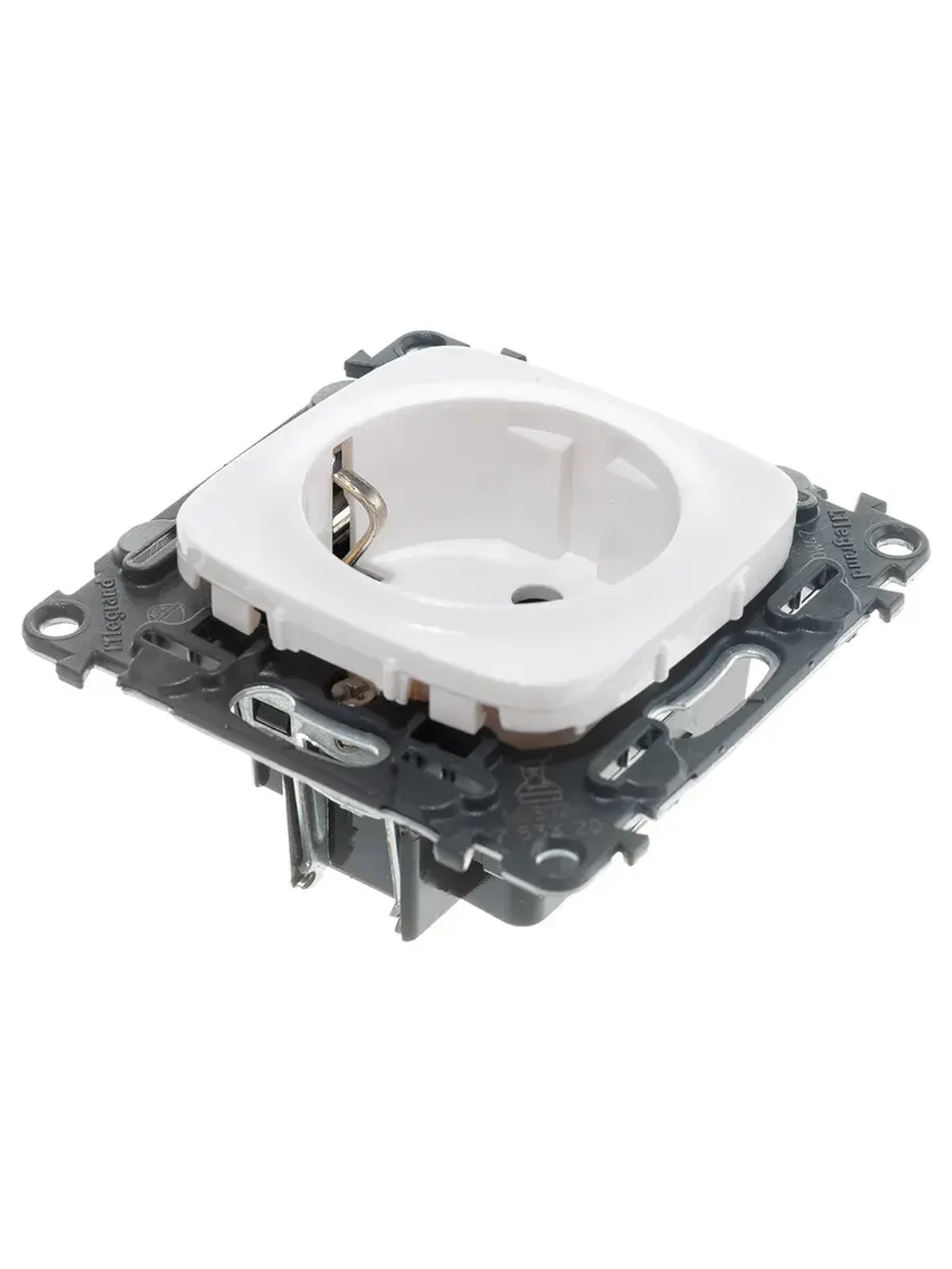 Розетка 1-ая с з/к со шторками Legrand Allure белая