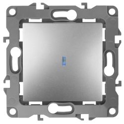 12-1102-03 ЭРА Выключатель с подсветкой, 10АХ-250В, IP20, Эра12, алюминий