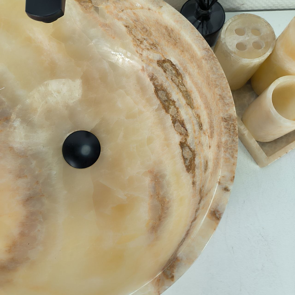Раковина из оникса Bowl Yellow BO-64539 45*45*17 0199