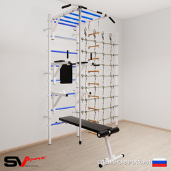 Шведская стенка Sv Sport усиленная 6650 (Турник рукоход/Брусья/Стойка/Скамья/Канат/Лестница/Канатный лаз)