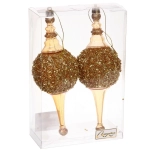 Елочные украшения «Мерцание ночи» 6.5*6.5*19.5 см (набор 2 шт), Золотой