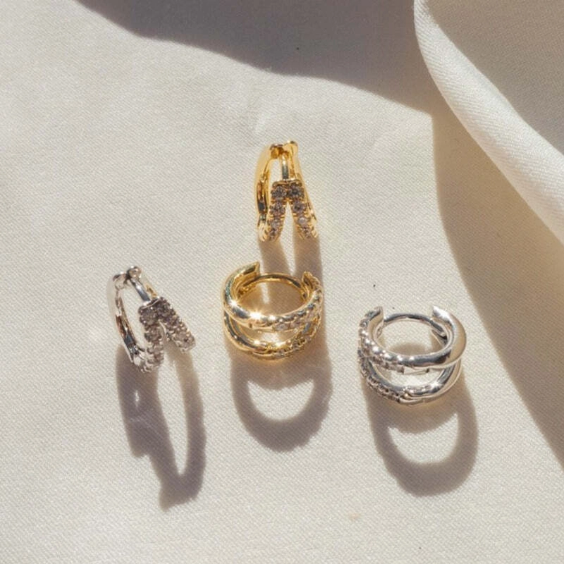 Серьги-кольца Мини Блестящая Марго – Золото