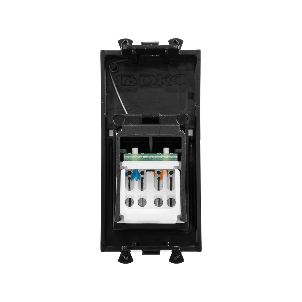 Компьютерная розетка RJ-45 модульная, кат.6А, "Avanti", "Черный квадрат", 1 модуль