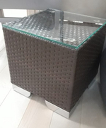 Столик плетеный журнальный со стеклом Tagliamento Лаунж, венге