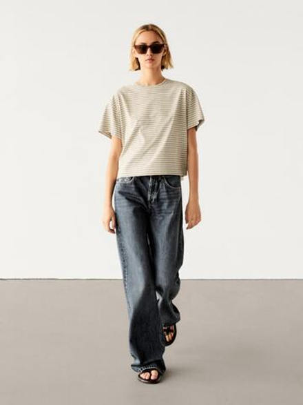 Massimo Dutti Футболка в полоску, дымчатый
