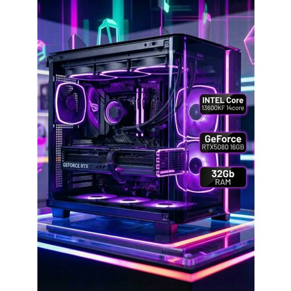Мощный игровой компьютер (системный блок) Core i9-13600KF 14 ядер/RTX5080 /32GB DDR4/1000Gb SSD/850W/Win 11 PRO