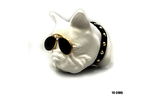 Ароматизатор-игрушка -на обдув- Собачка Бульдог -(жидк)- YC-31WG White glasses