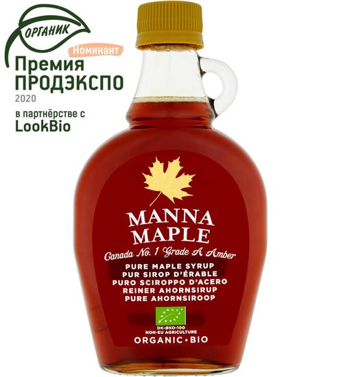 Кленовый  сироп органик Manna Maple®, ст.б, 250г.