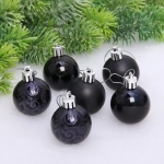 Новогодние шары 4 см (набор 6 шт) «Микс фактур», черный