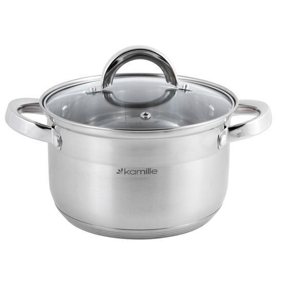 Набор посуды 8 предметов из нержавеющей стали Kamille КМ-5632S (ковш 1,8 л; кастрюли 2,5 л; 3,8 л; 5,8 л)