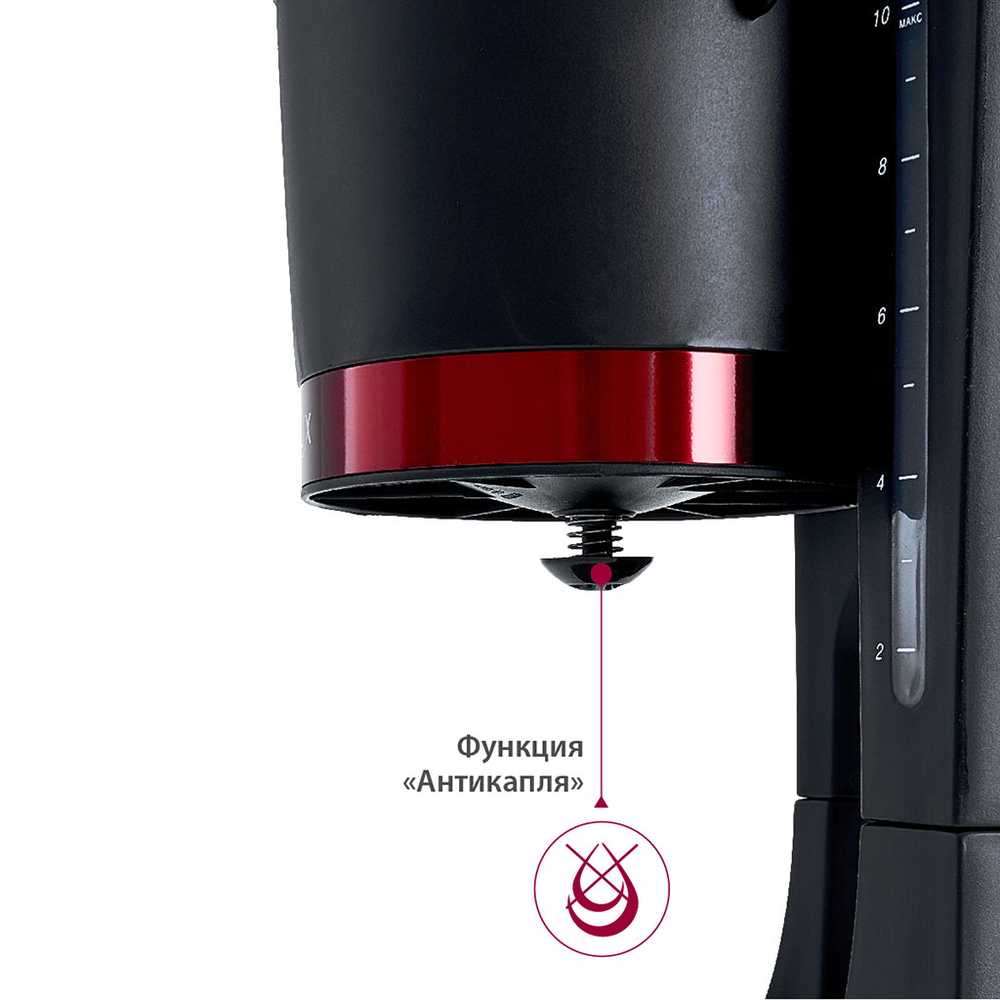 Кофеварка DELTA Lux DL-8152 черная с красным