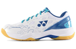 YONEX Power Cushion Textile, Synthetic Leather Anti twist Low top Badminton Shoes Unisex White Blue