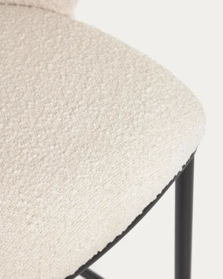 Барный стул Ciselia белый из ткани букле и металла 102 см