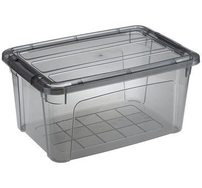 Ящик для хранения с замками КИП 5,7 л 300x200x150 чёрный прозрачный