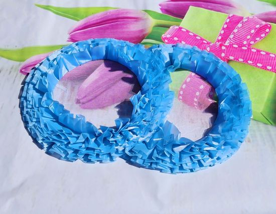 Свадебные кольца для украшения машины, голубые широкие