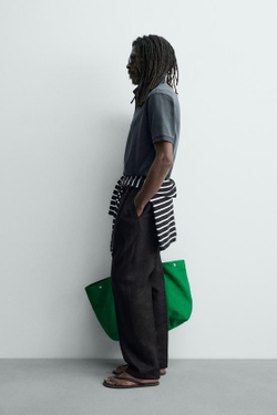 ZARA X AARON LEVINE ПОЛО ПИКЕ С ЭФФЕКТОМ ПОТЕРТОСТИ, МОРСКОЙ СИНИЙ