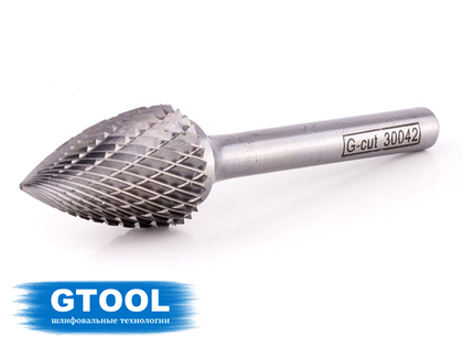 Борфреза GTOOL форма G парабола с заостренной головкой, диаметр головки 16мм