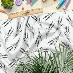 Ткань шифон эскиз душицы на белом фоне