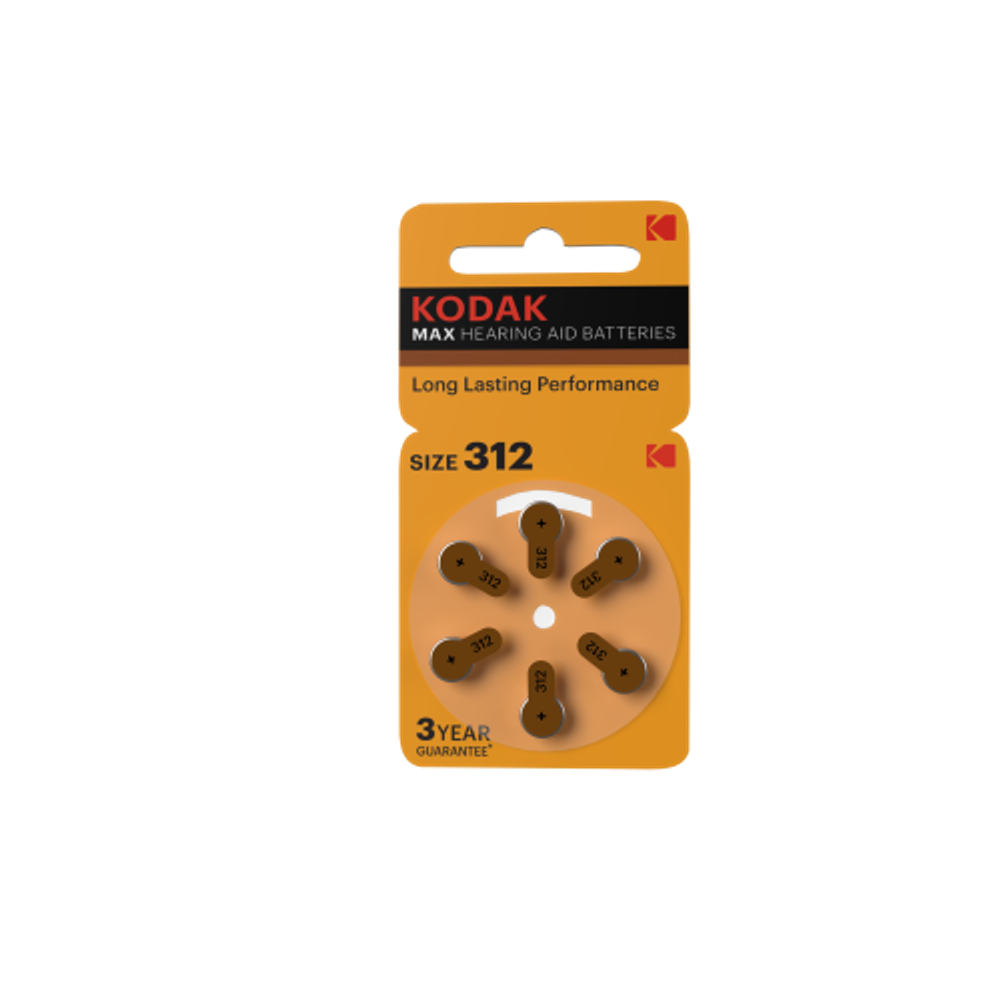 Батарейки Kodak ZA312-6BL [KZA312-6] MAX Hearing Aid | Воздушно-цинковые (Слуховые)