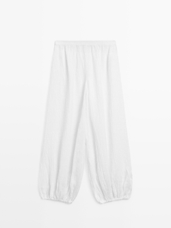 Massimo Dutti Льняные брюки-саруэль, экрю