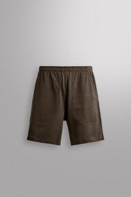 ZARA УТЯЖЕЛЕННЫЕ ШОРТЫ-ДЖОГГЕРЫ, КОРИЧНЕВЫЙ