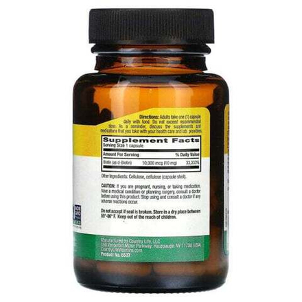 Биотин Country Life, высокоэффективный биотин, 10 мг, 60 веганских капсул