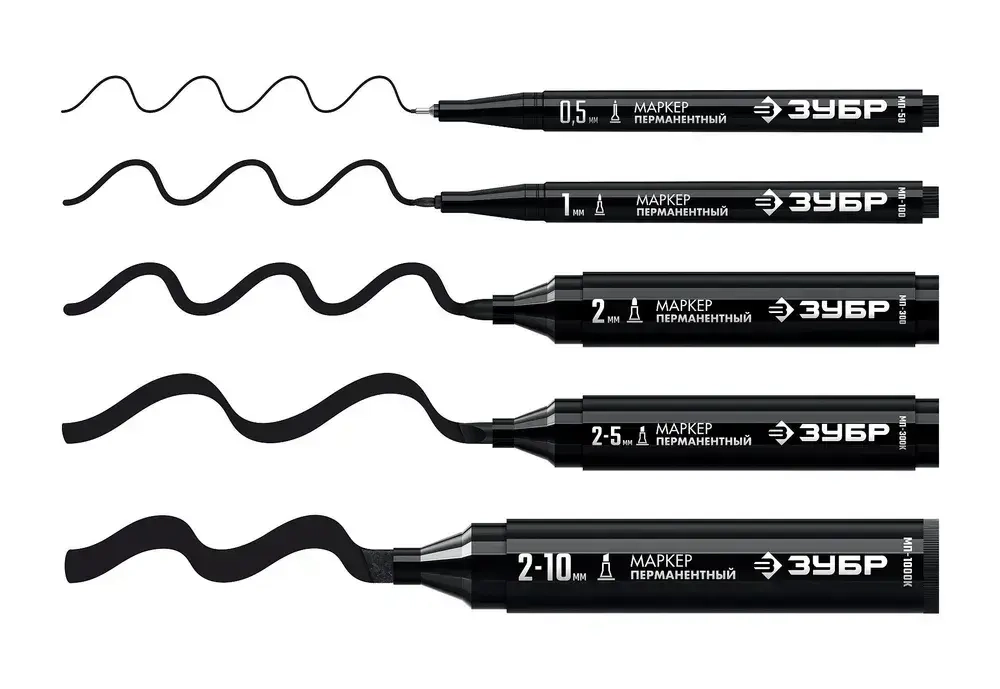 Перманентный маркер ЗУБР, МП-300, черный, 2 мм, заостренный наконечник, 06322-2