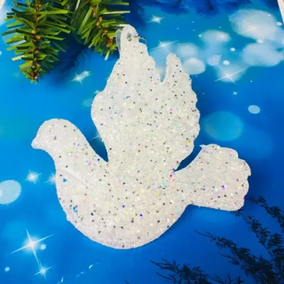 Подвеска «Голубка» 10 см, белый блеск