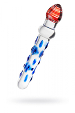 Фаллоимитатор Sexus Glass с голубыми ребрышками 20 см