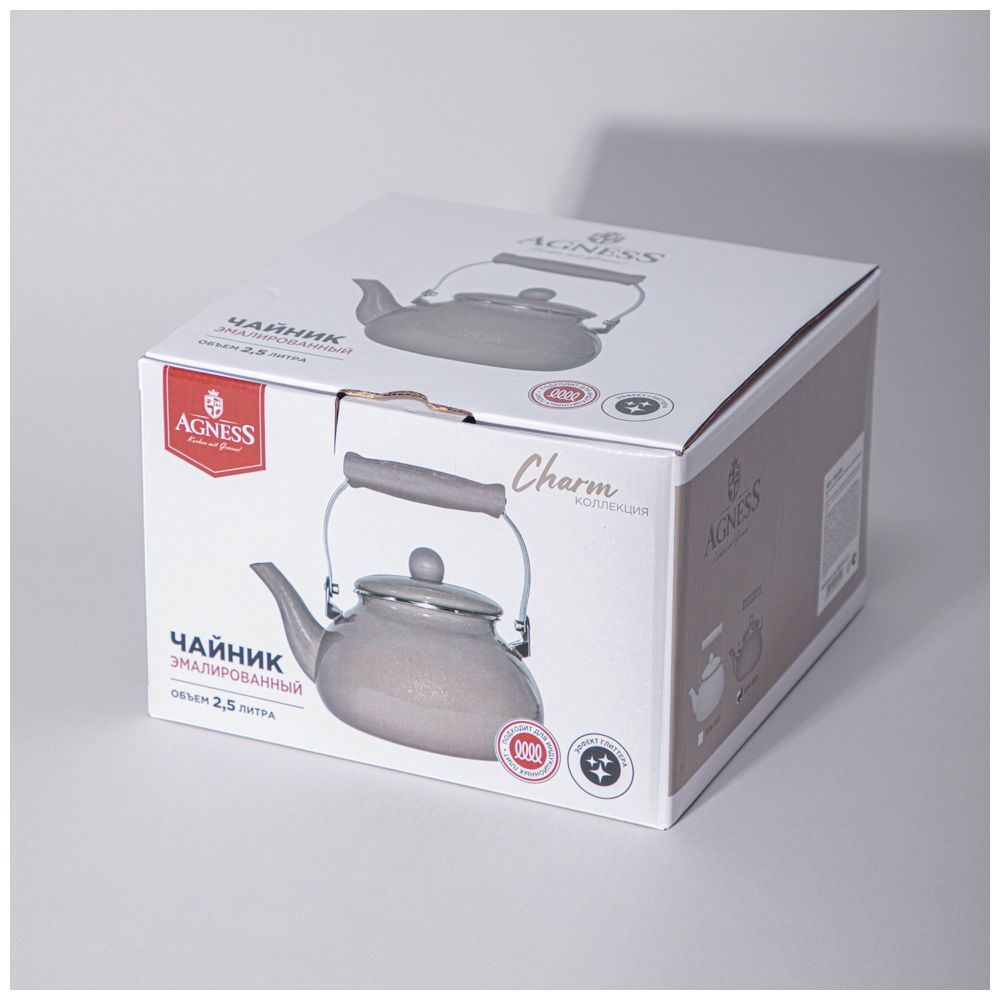 ЧАЙНИК AGNESS ЭМАЛИРОВАННЫЙ СЕРИЯ "CHARM", 2,5Л