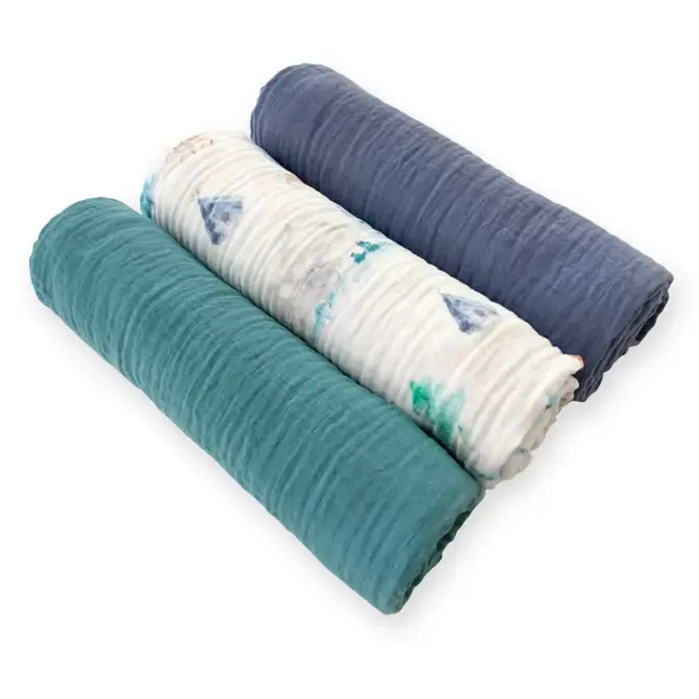 SwaddleDesigns Набор пеленок муслин 3 шт. - set of 3 - Peace in Nature -featuring Watercolor Mountains & Trees