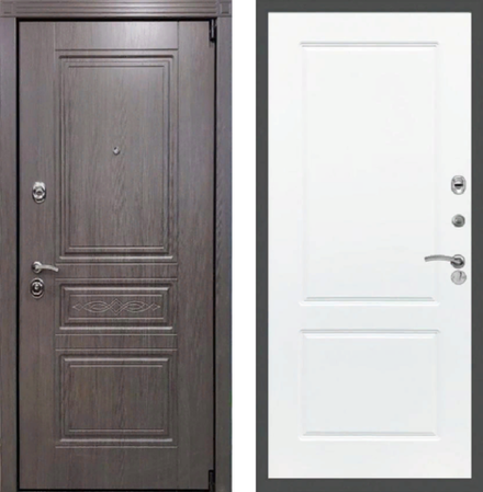 Входная металлическая дверь RеX (РЕКС) Премиум S лиственница серая / ФЛ 117 Силк сноу
