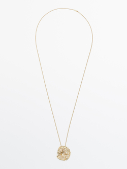 Massimo Dutti Ожерелье с кружевной подвеской, золотистый