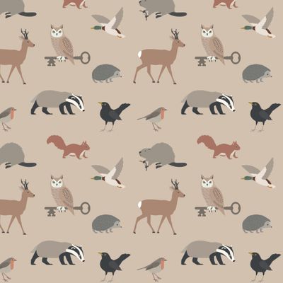 Лесные животные на бежевом