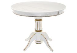 Деревянный стол Павия 100(130)х100х79 молочный с золотой патиной