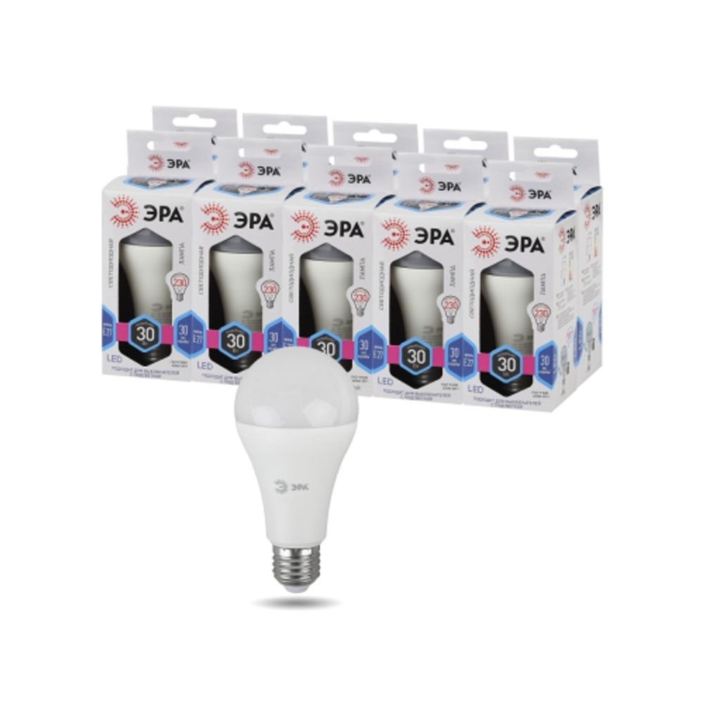 Лампа светодиодная ЭРА STD LED A65-30W-840-E27 30Вт груша нейтральный белый свет Е27