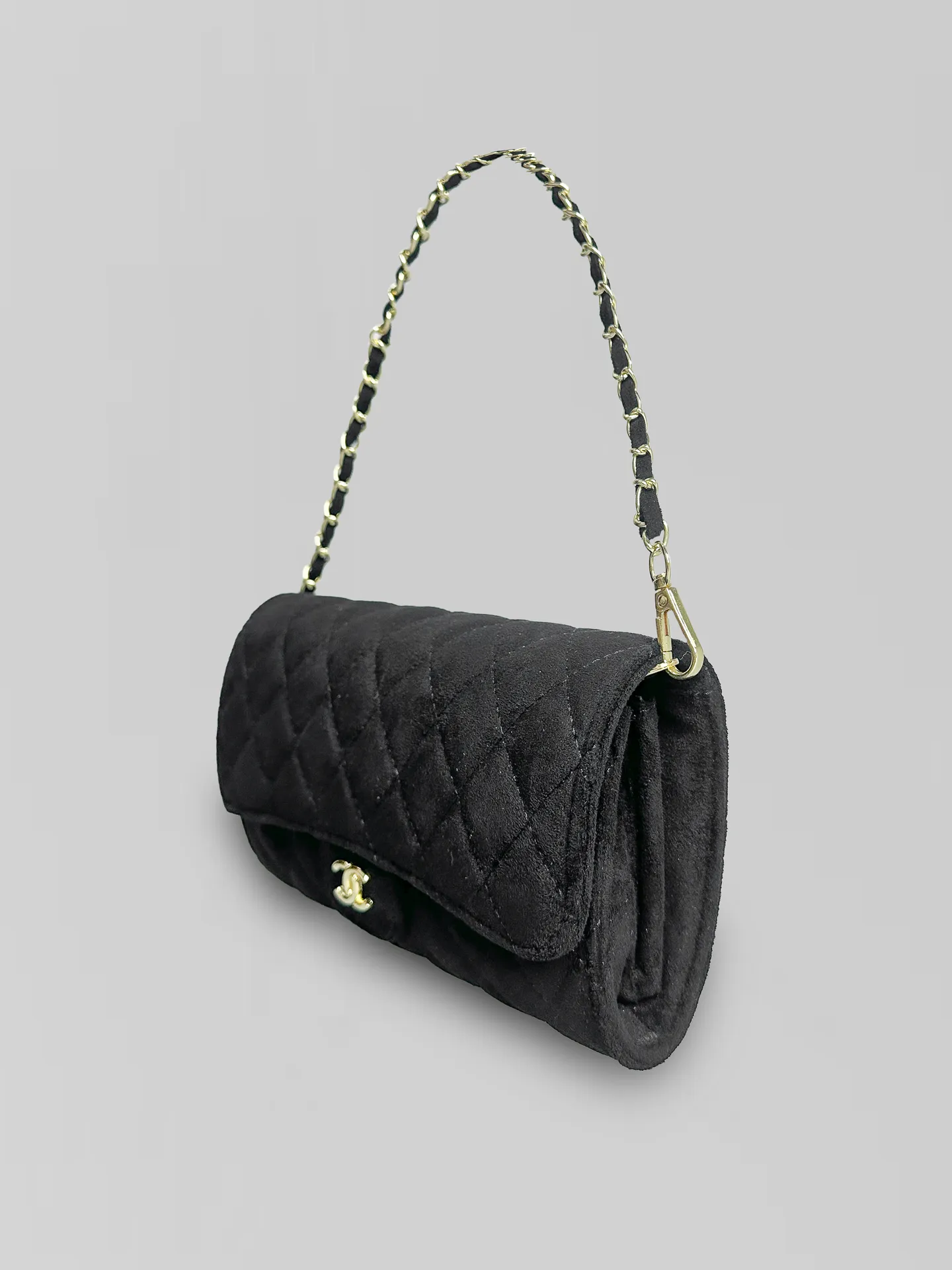 Сумка-клатч 25003 замшевая с золотой фурнитурой