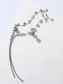 Набор серьги и каффа длинная ветвь, цвет белый в серебре