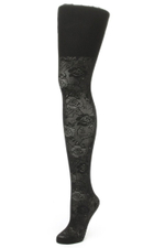 Корректирующие колготки с рисунком в виде роз (Размер: M-L) (Цвет: черный)