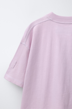 ZARA ФУТБОЛКА GARMENT DYE, СВЕТЛО-СИРЕНЕВЫЙ