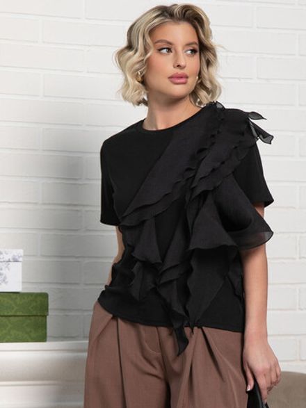 Блуза праздничная Риана ХИТ (черная) Б15078-5М LT Collection